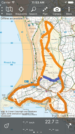 Selecting routes and waypoints Topo GPS