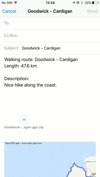 Sharing / exporting routes Topo GPS