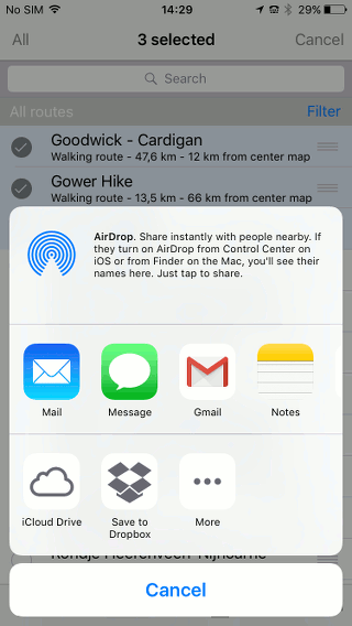 Sharing / exporting routes Topo GPS