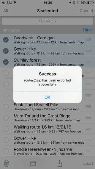 Sharing / exporting routes Topo GPS