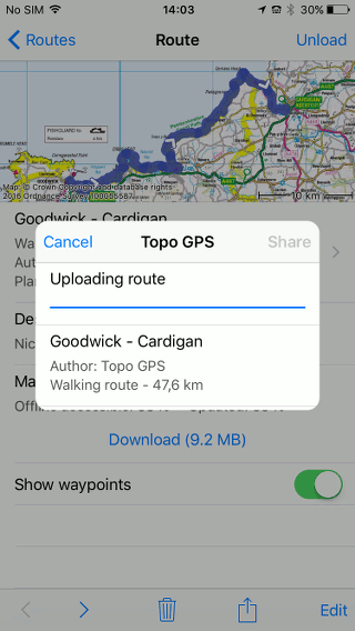 Sharing / exporting routes Topo GPS