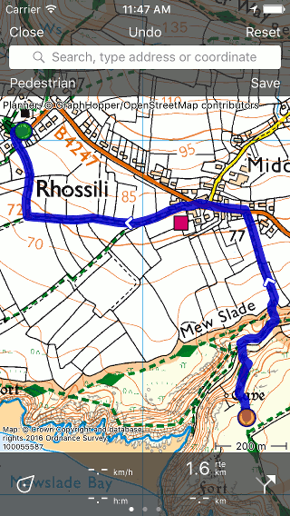 Shortening route Topo GPS