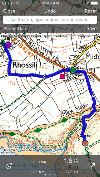 Shortening route Topo GPS