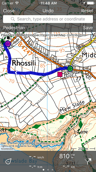 Shortening route Topo GPS