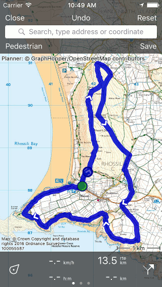 Shortening route Topo GPS