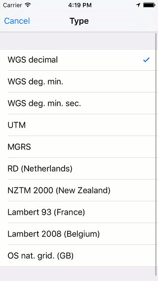 Entering coordinate Topo GPS