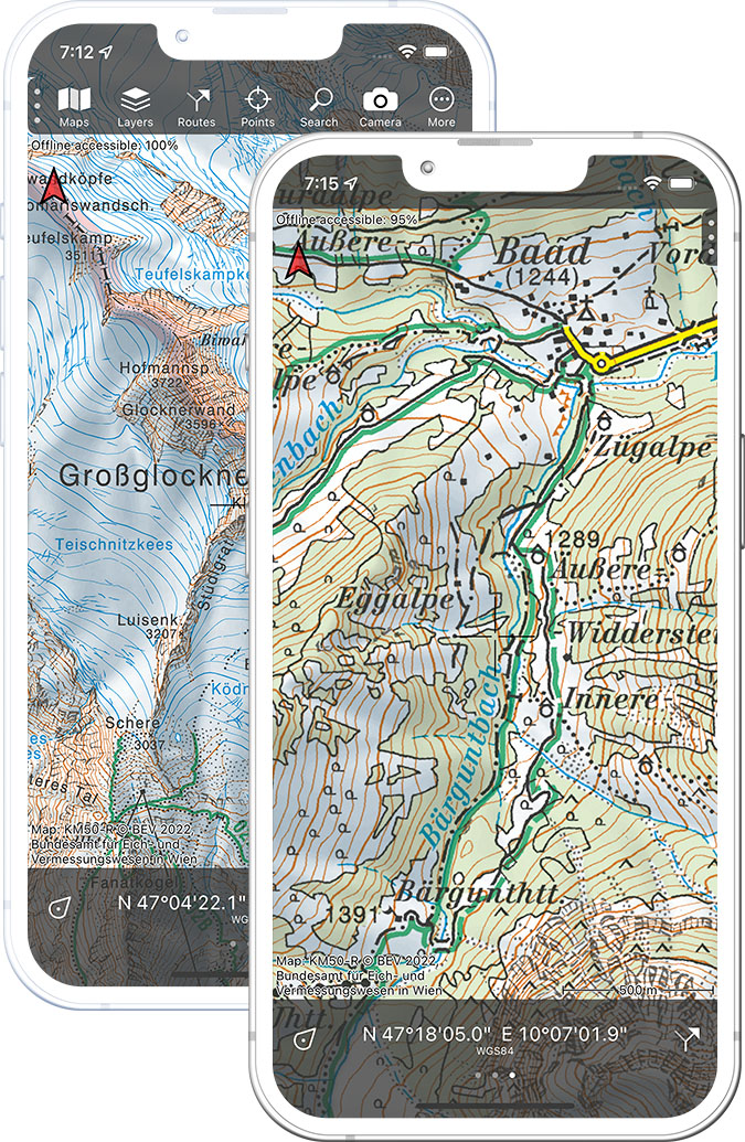 Itävallan topografinen kartta - Topo GPS