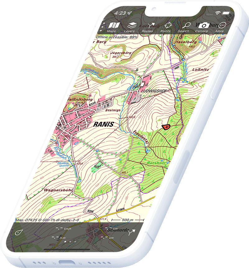 Boer Nationaal volkslied Periodiek Topografische kaart van Duitsland - Topo GPS