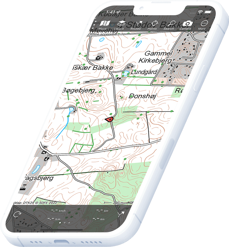 Merchandiser Rodeo Rust Topografisk kort over Danmark - Topo GPS